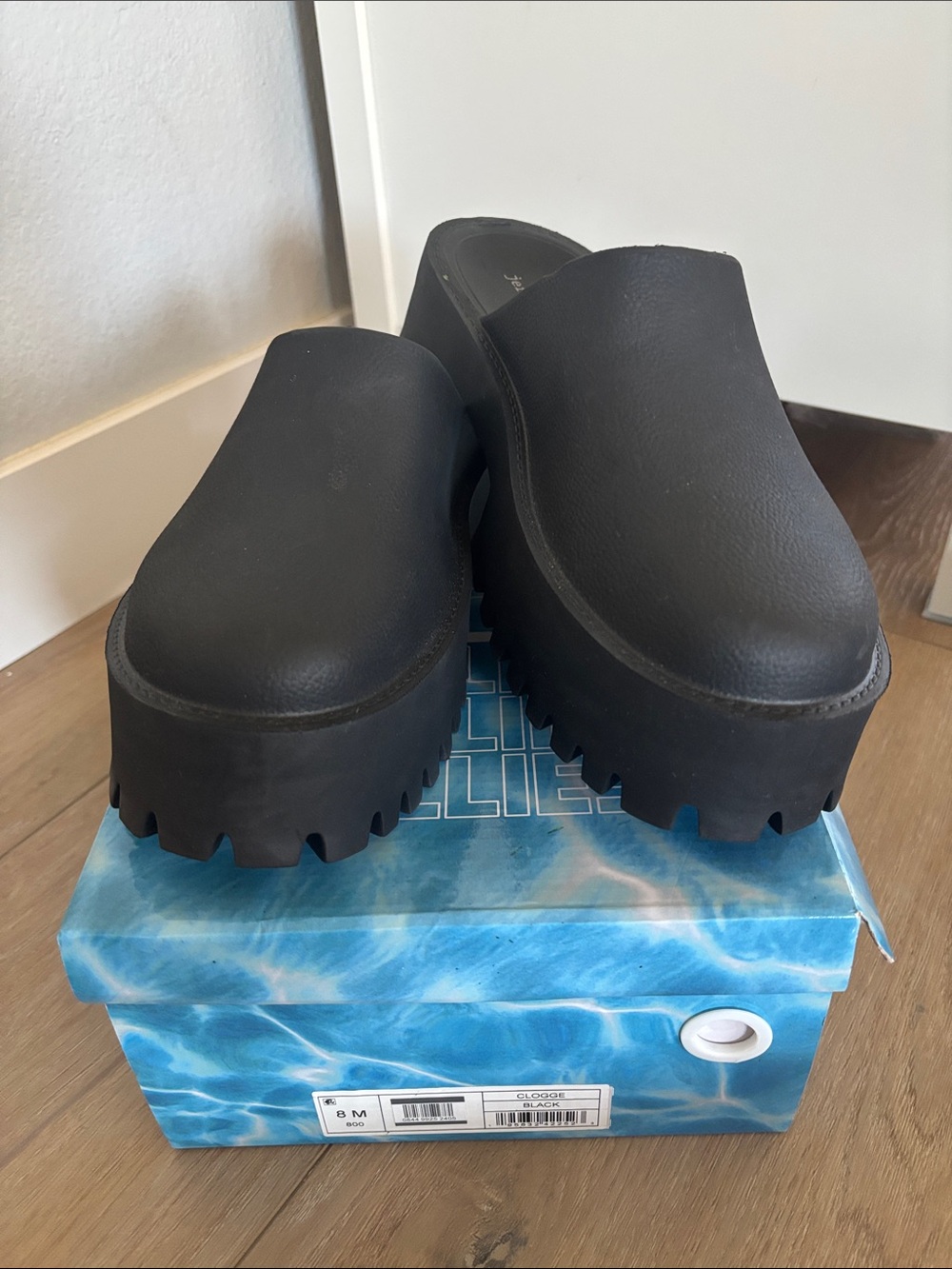 Jeffrey Campbell Black Chunky Platform Clog Mules